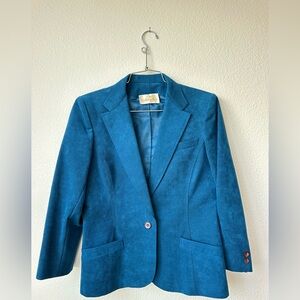 Vintage Abe Schrader Blazer Womens Blue Ultrasuede USA Women’s Union Made MINT S
